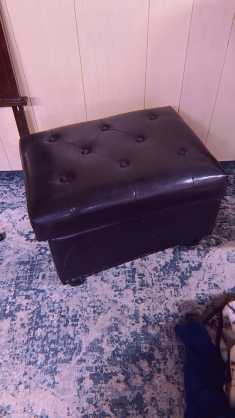 Black Leather Storage Ottoman