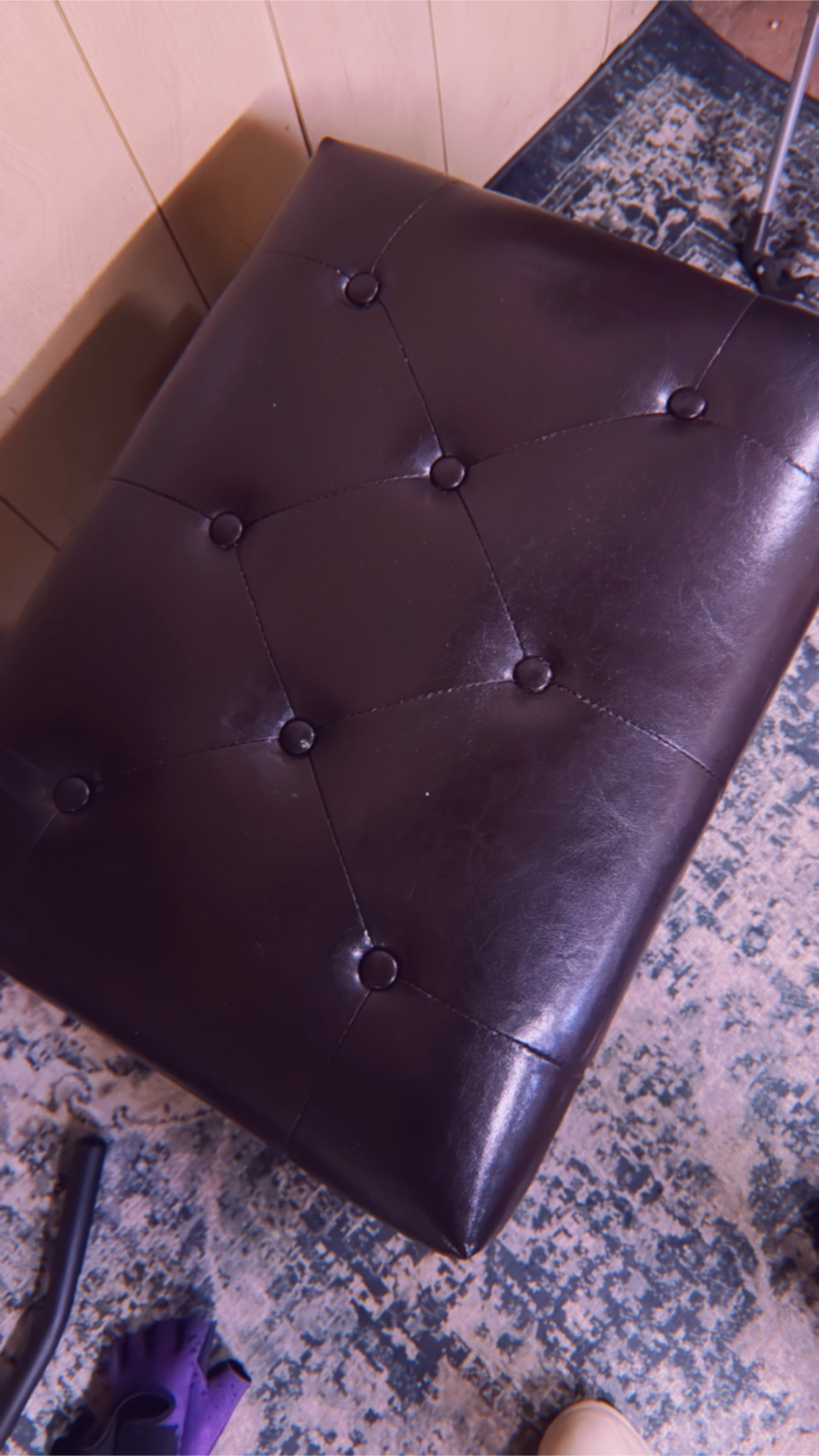 Black Leather Storage Ottoman - photo 2