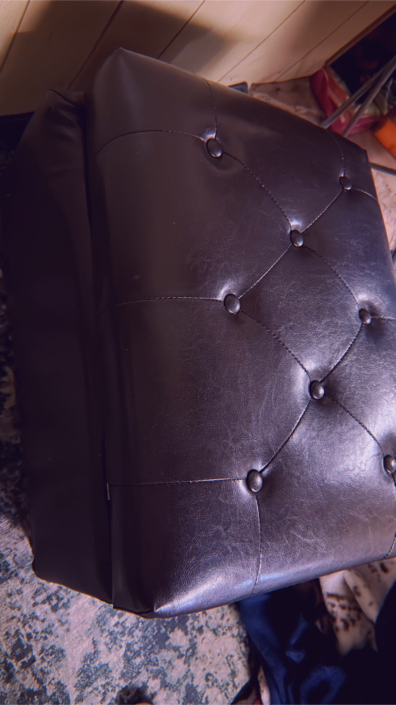 Black Leather Storage Ottoman - photo 4