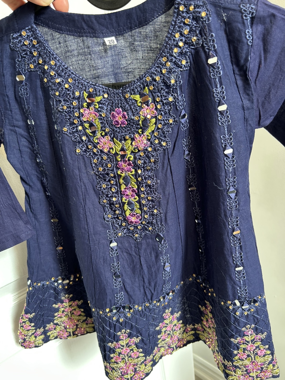 Girls' Embroidered Navy Blue Frock(Size 20) - photo 5