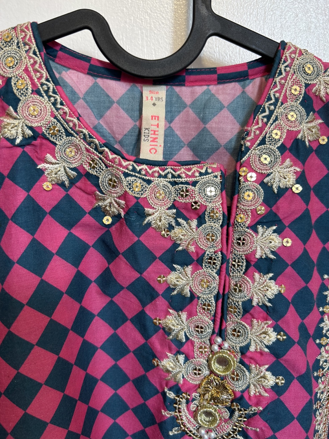 Girls' Pink Embroidered Shalwar Kameez Set - Size 3-6 Years - photo 2