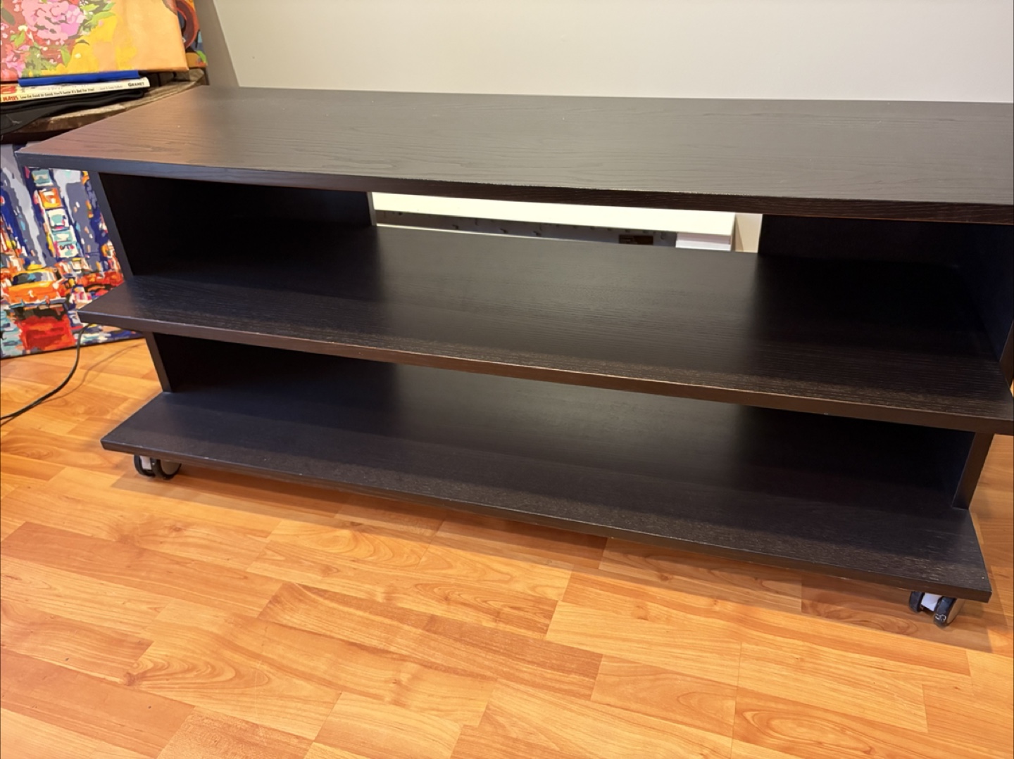 Black TV Stand with Wheels - photo 2