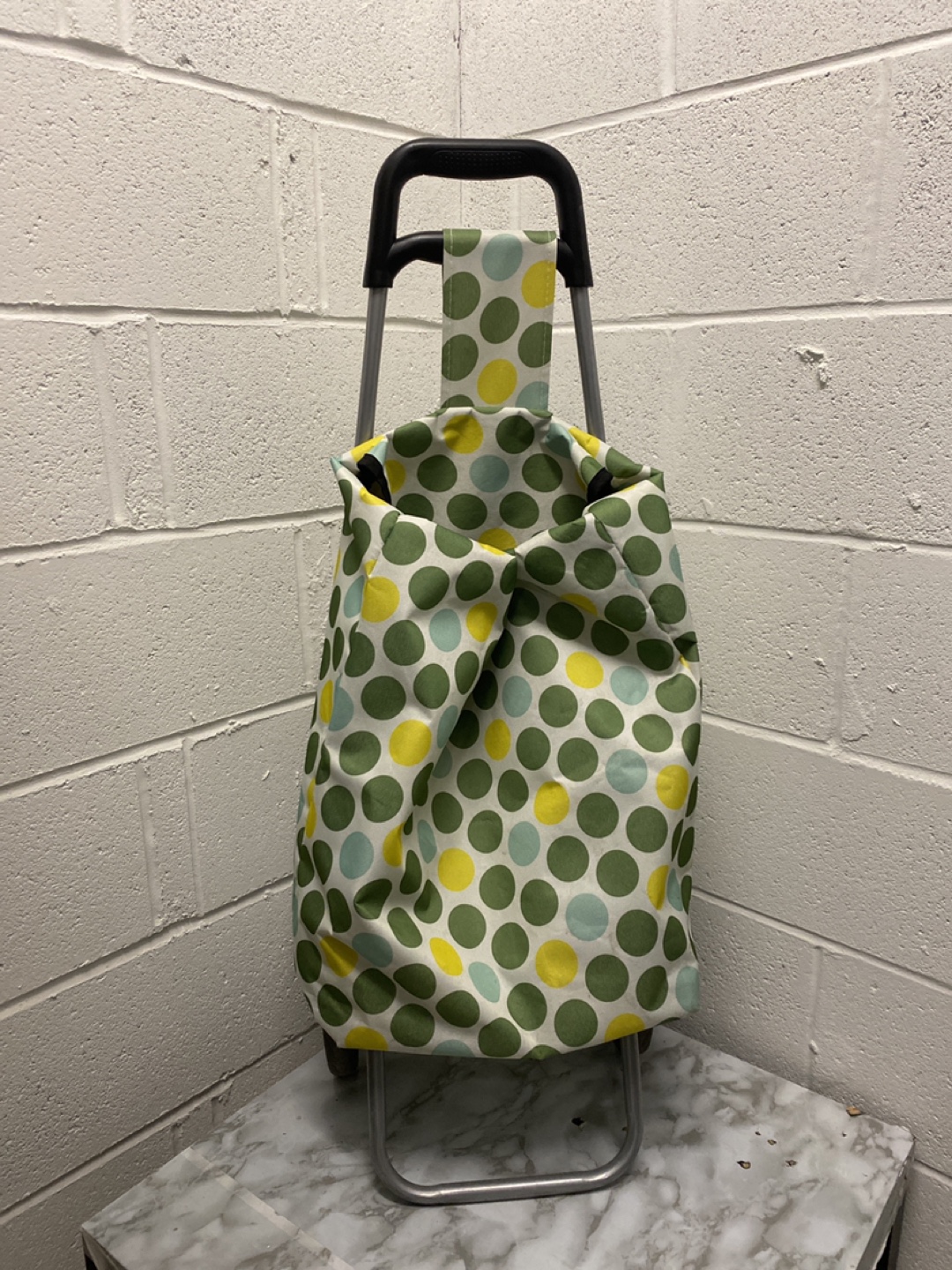 Rolling Shopping Cart with Polka Dot Design