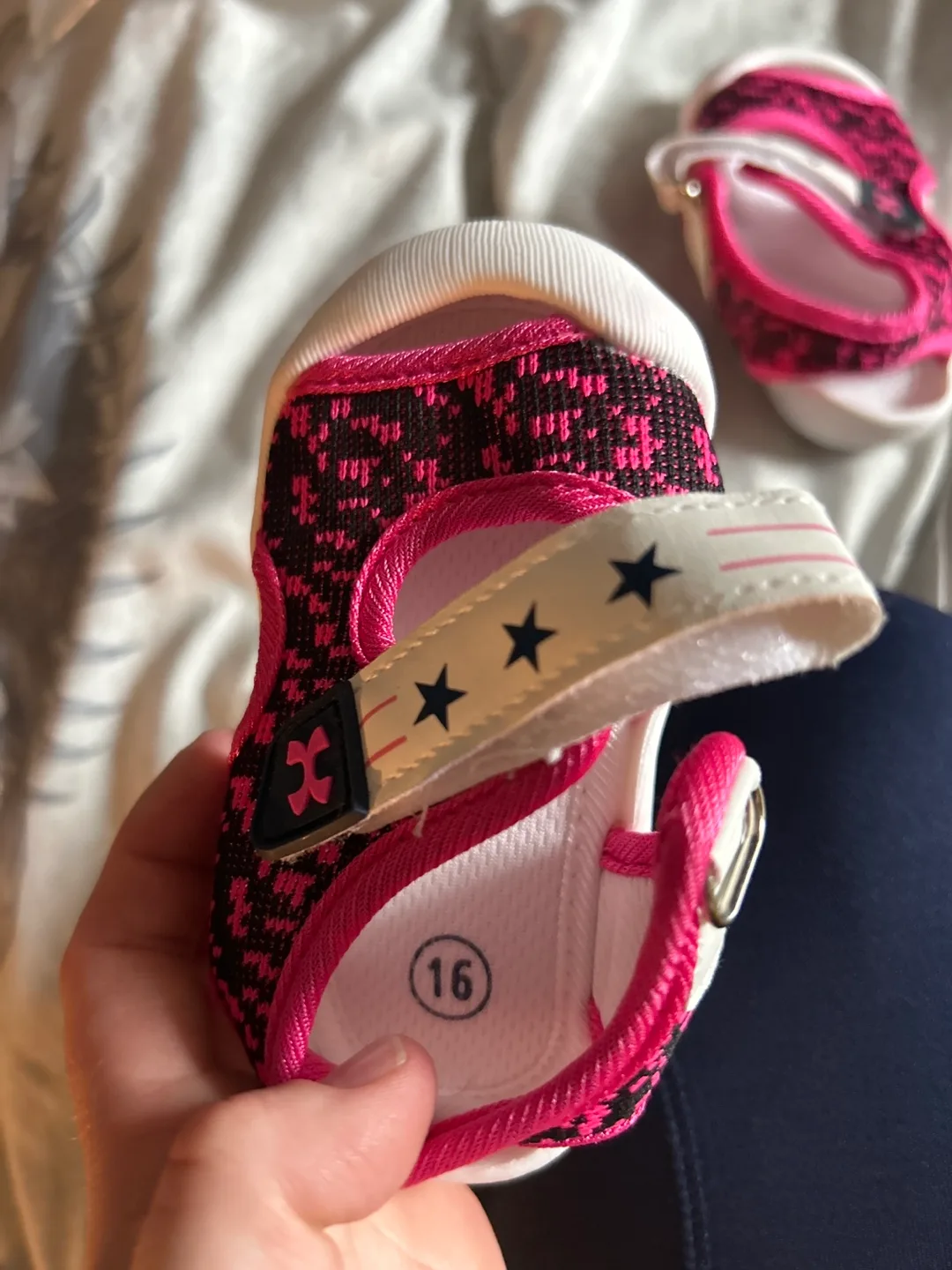 Baby Girl's Pink and Black Sandals - Size 16 image indicator(2)