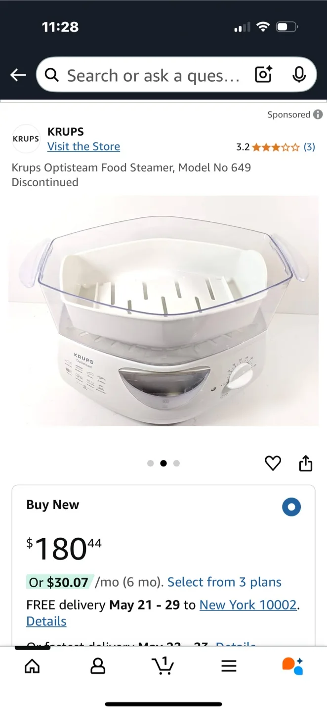 Krups Optistean Food Steamer, Model 649 image indicator(10)