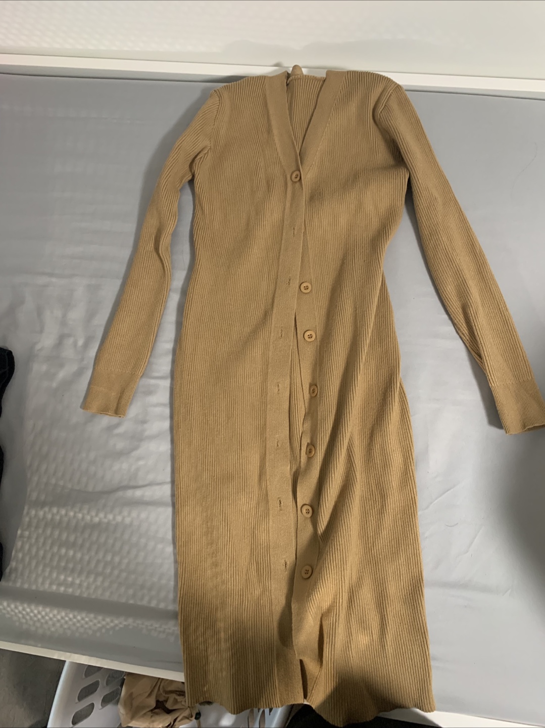 Long Beige Knit Cardigan