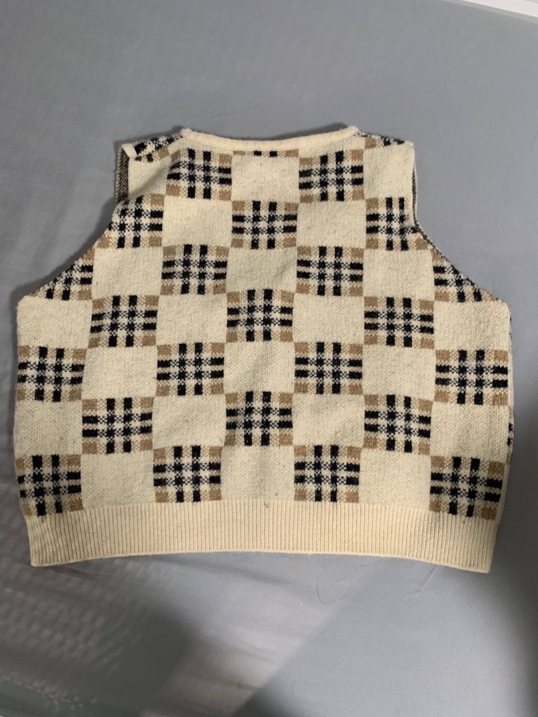 Cream and Brown Knit Vest - photo 2