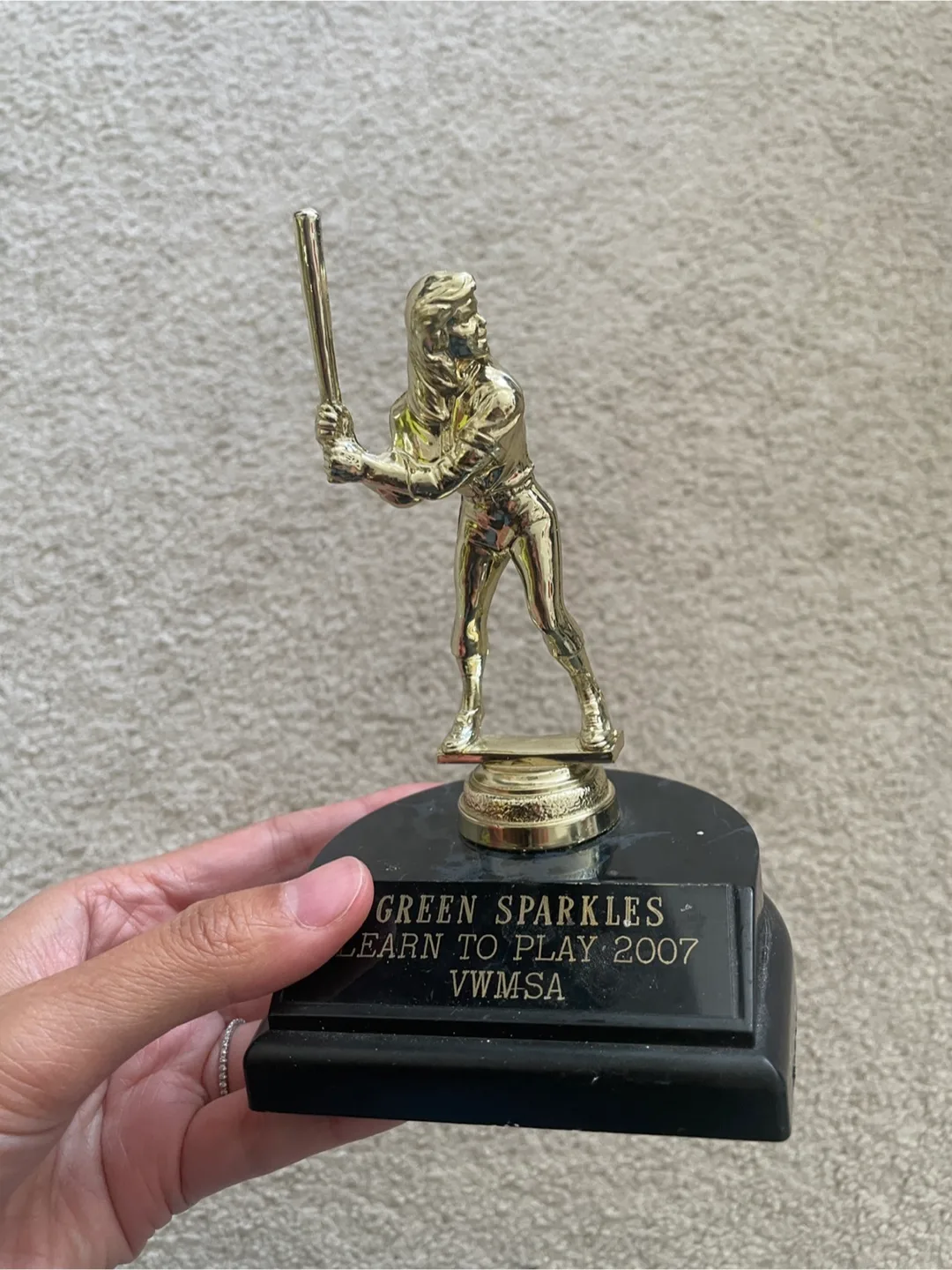 2007 Green Sparkles Learn to Play VWMSA Baseball Trophy thumbnail