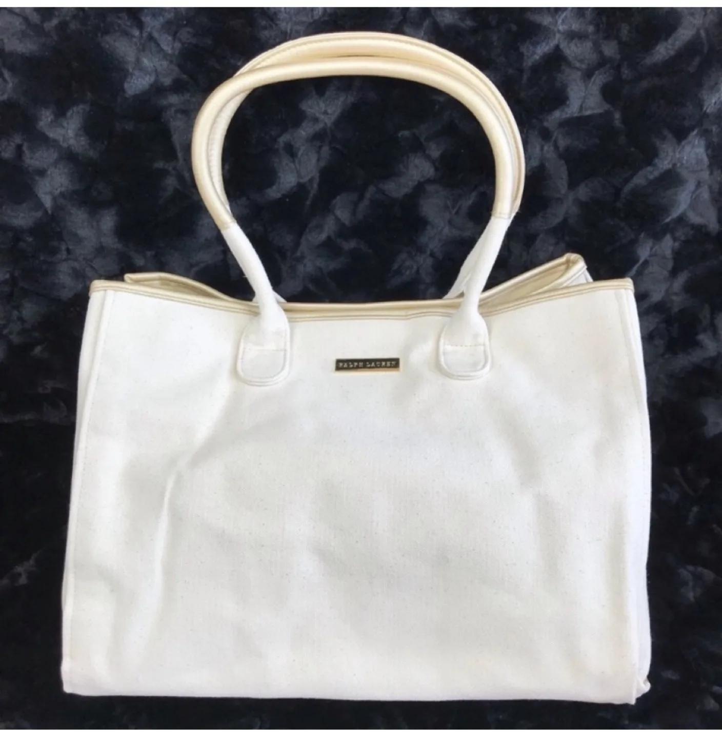 Champagne Gold Trim Canvas Tote Bag thumbnail
