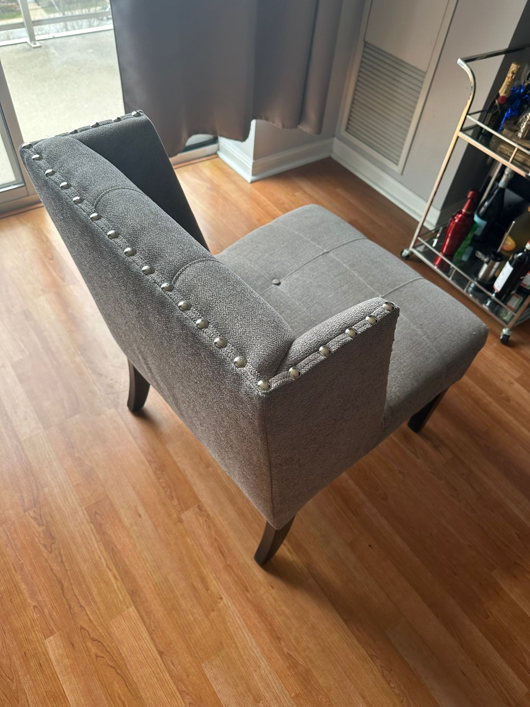 Grey Accent Chair with Nailhead Trim - photo 2