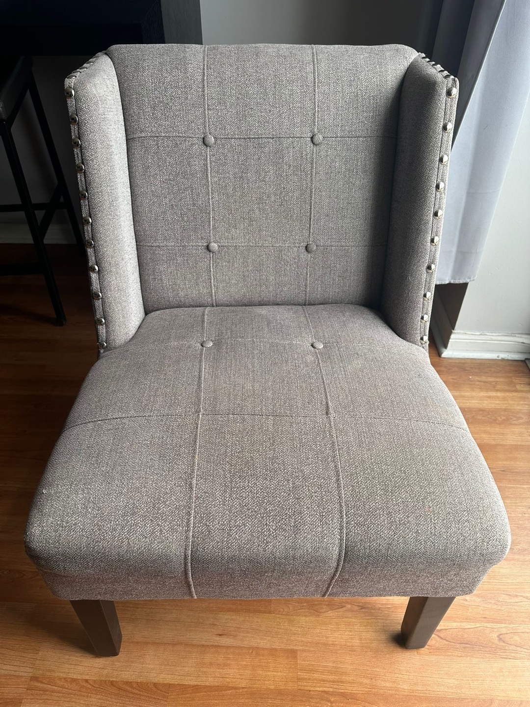 Grey Accent Chair with Nailhead Trim - photo 4