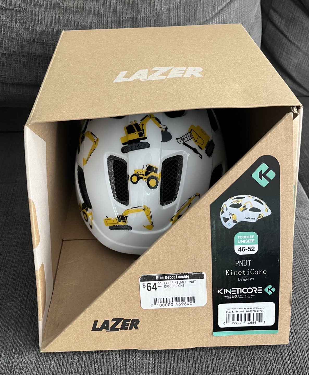 BNIB Toddler bike helmet - Lazer “Diggers” design