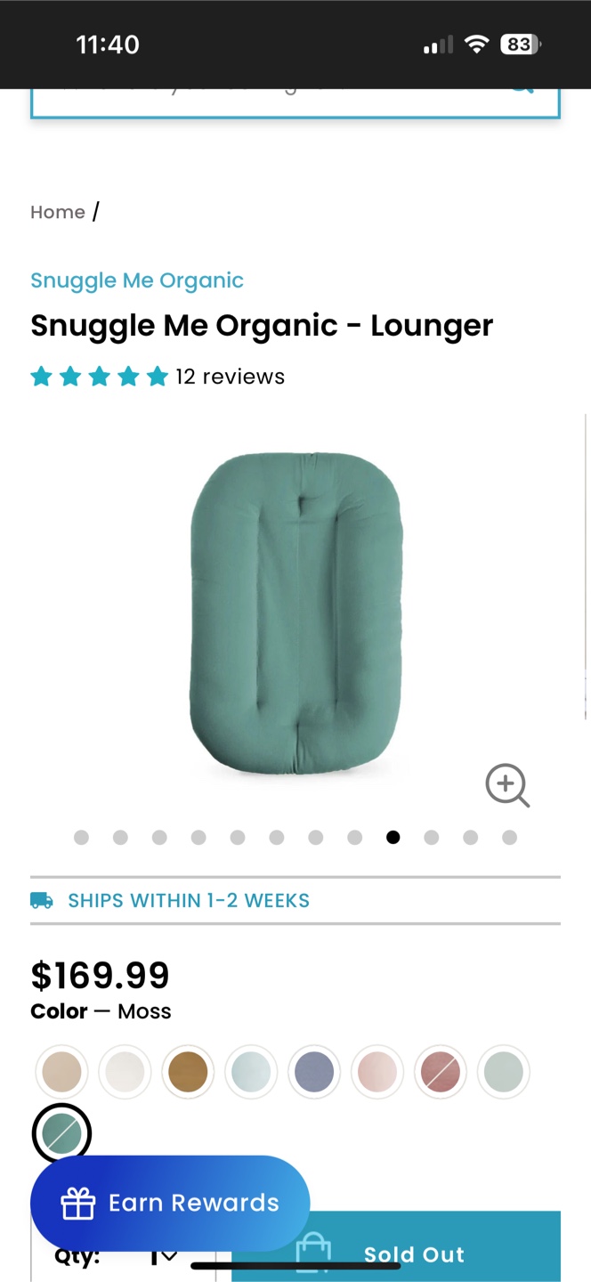 Snuggle Me Organic Lounger - Moss Green