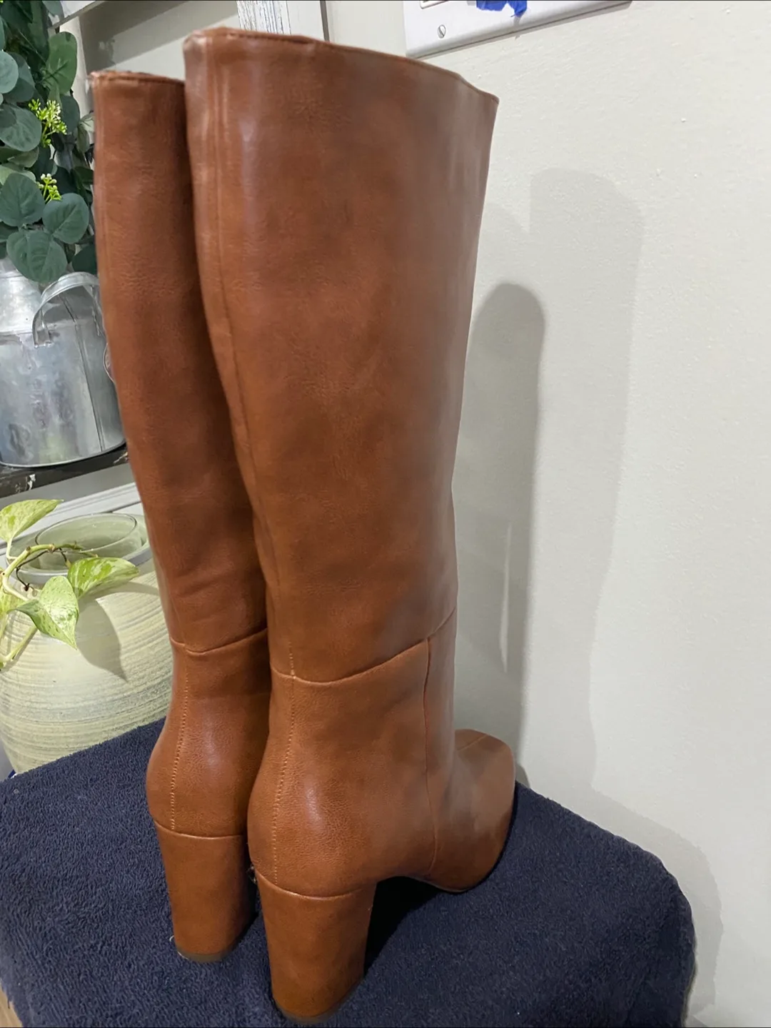 Faux Leather Knee-High Boots with Block Heel image indicator(5)