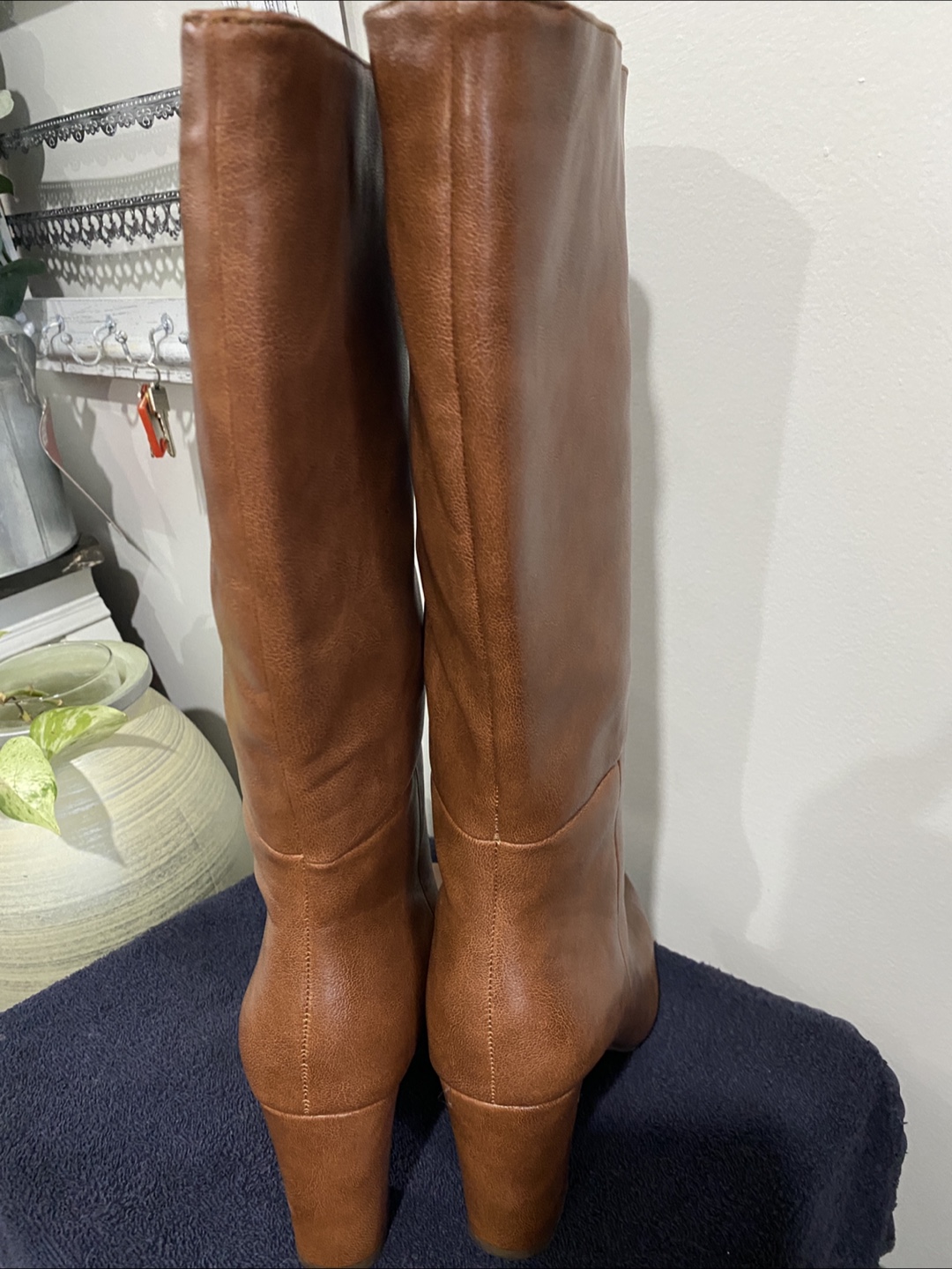 Faux Leather Knee-High Boots with Block Heel - photo 2