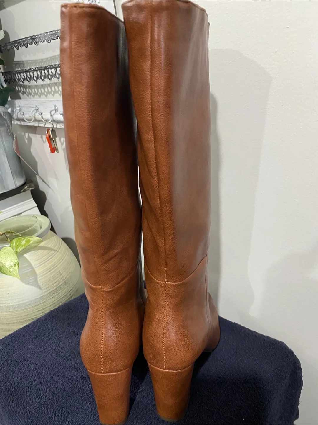 Faux Leather Knee-High Boots with Block Heel image indicator(2)