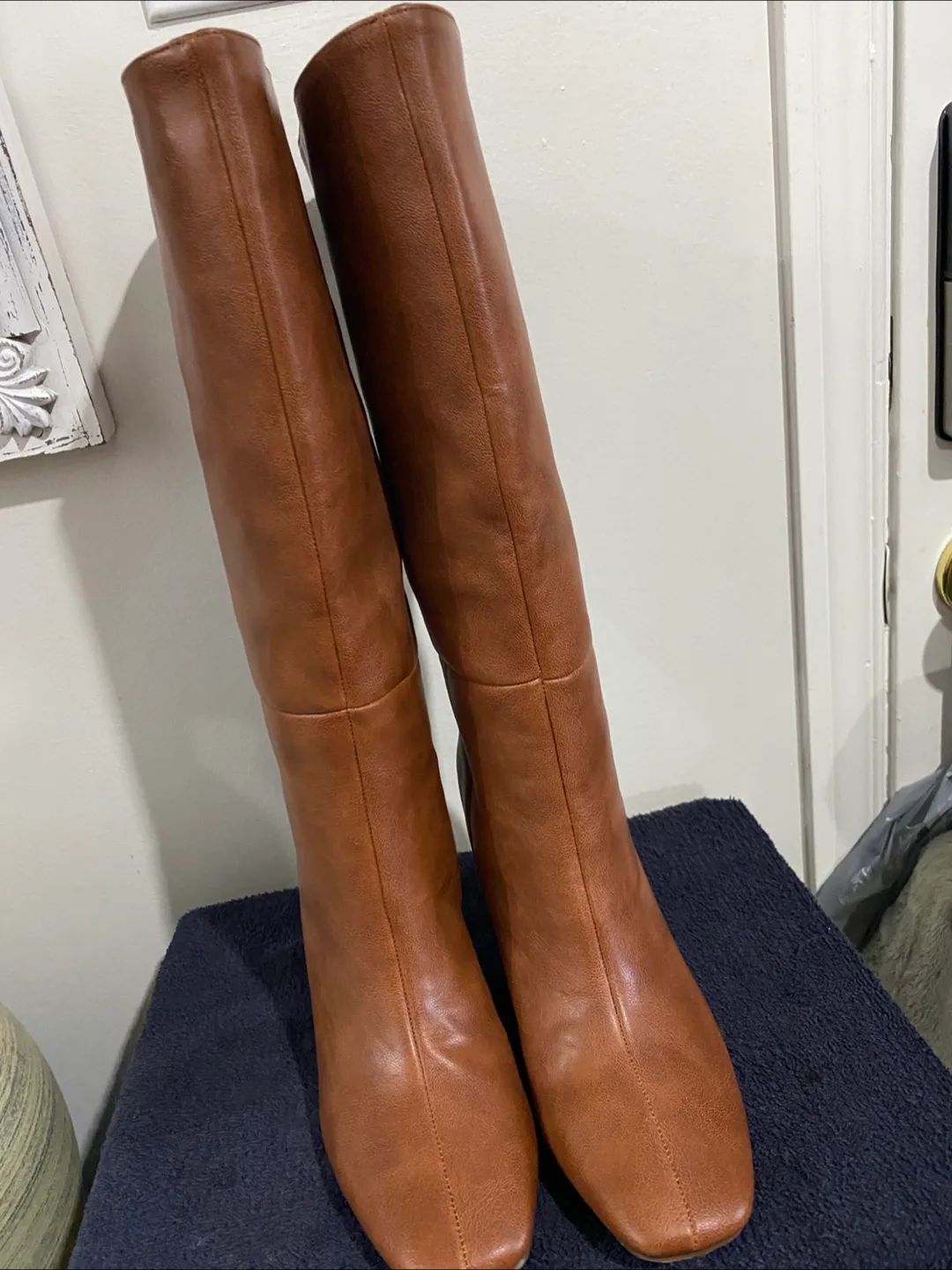 Faux Leather Knee-High Boots with Block Heel image indicator(6)