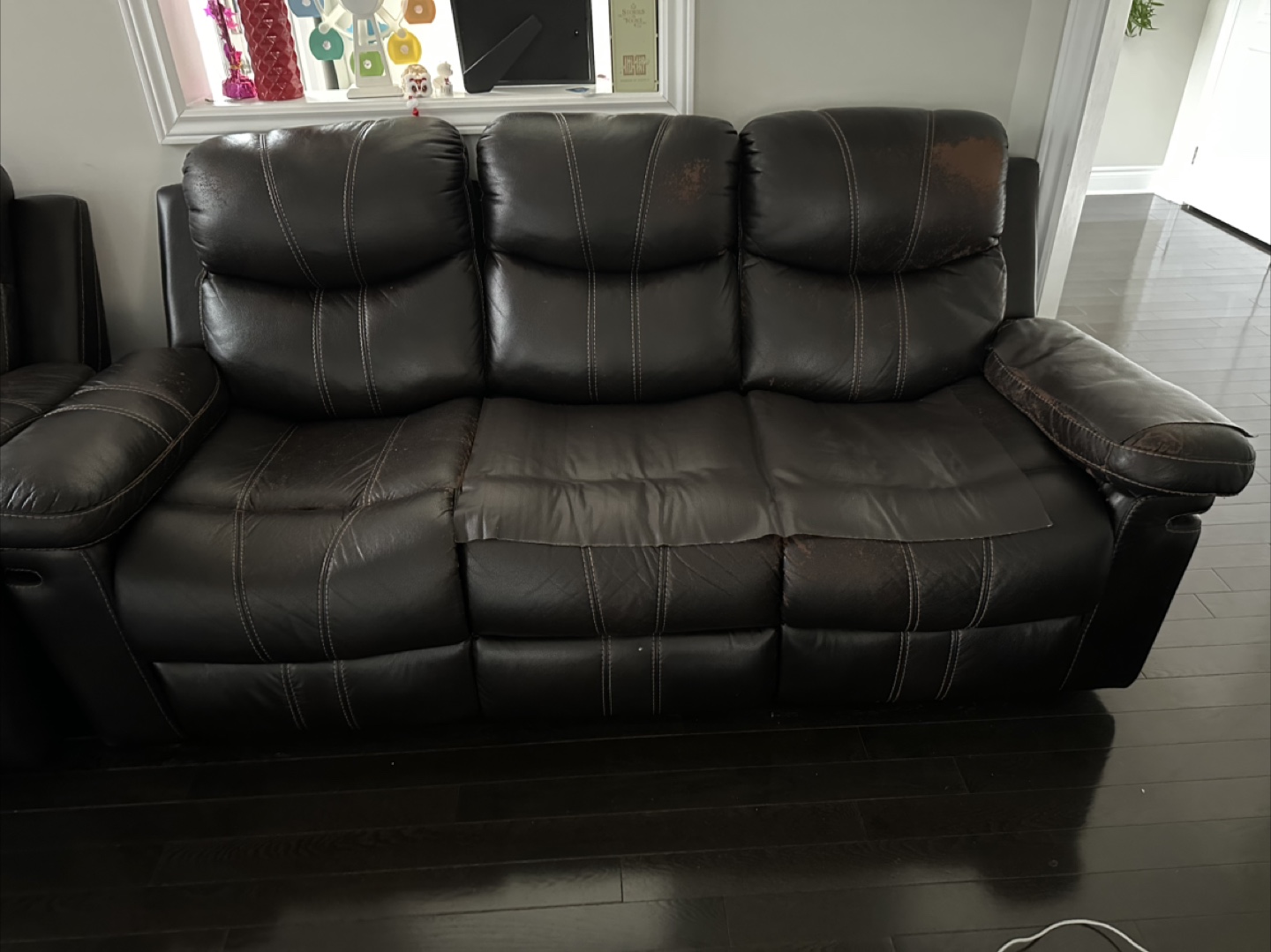 Dark Brown Leather Sofa 3 seats