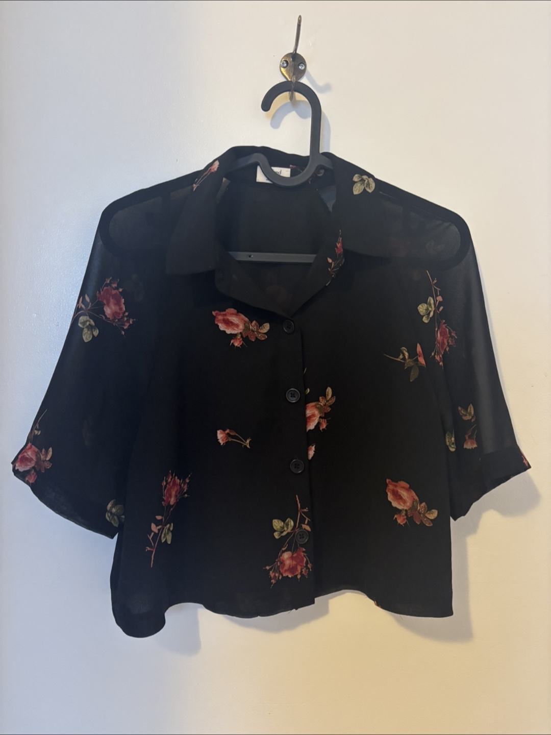 floral cropped button-up shirt
