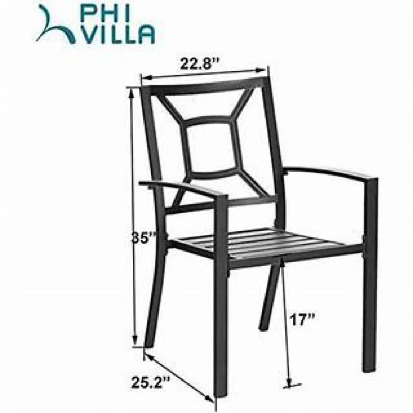 Pair of PHI VILLA Metal Outdoor Patio Armchairs image indicator(4)