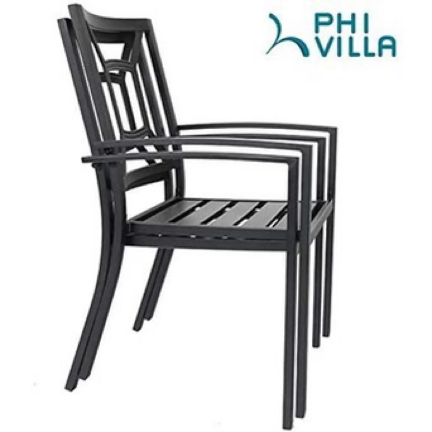 Pair of PHI VILLA Metal Outdoor Patio Armchairs image indicator(5)