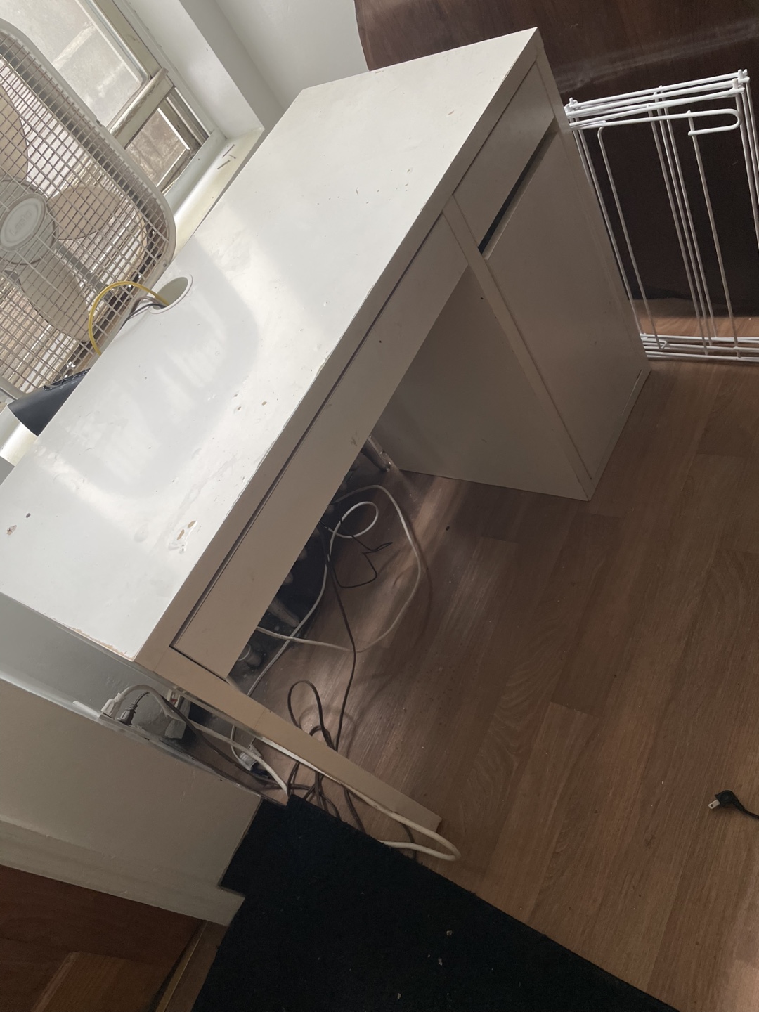 White Desk with Drawer and Cabinet - photo 2
