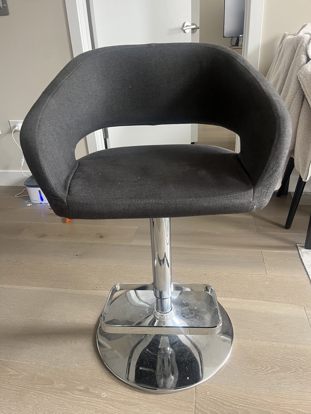 Three Swivel Bar Stools, Dark Gray Fabric - photo 2