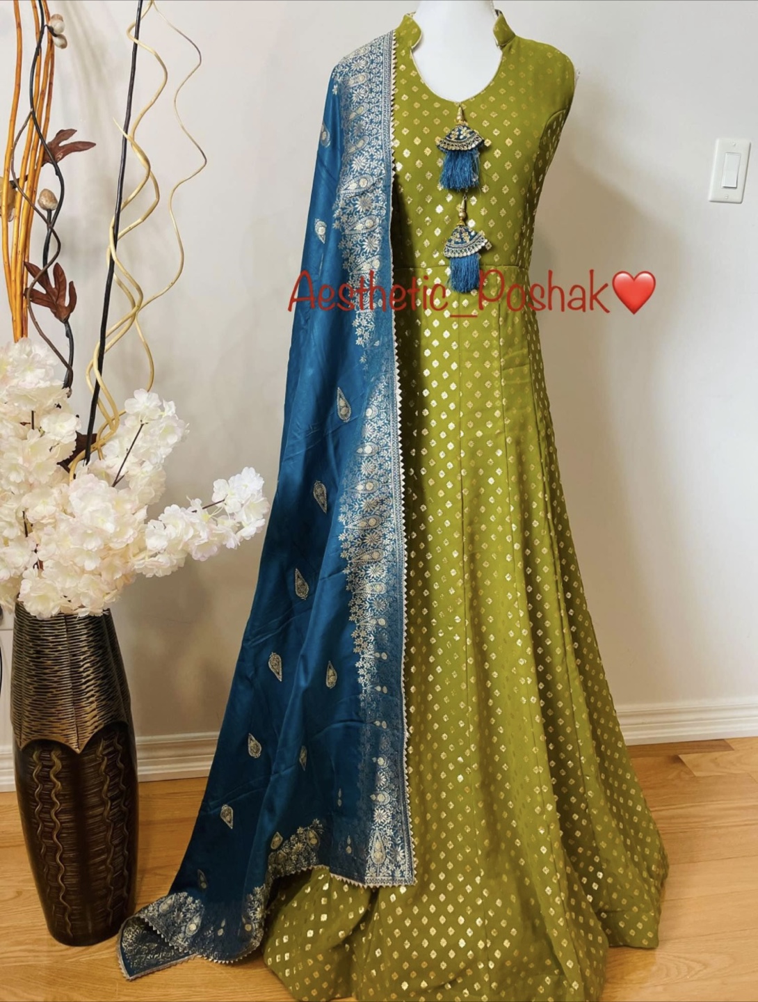Gorgeous Green full length Anarkali with Dupatta