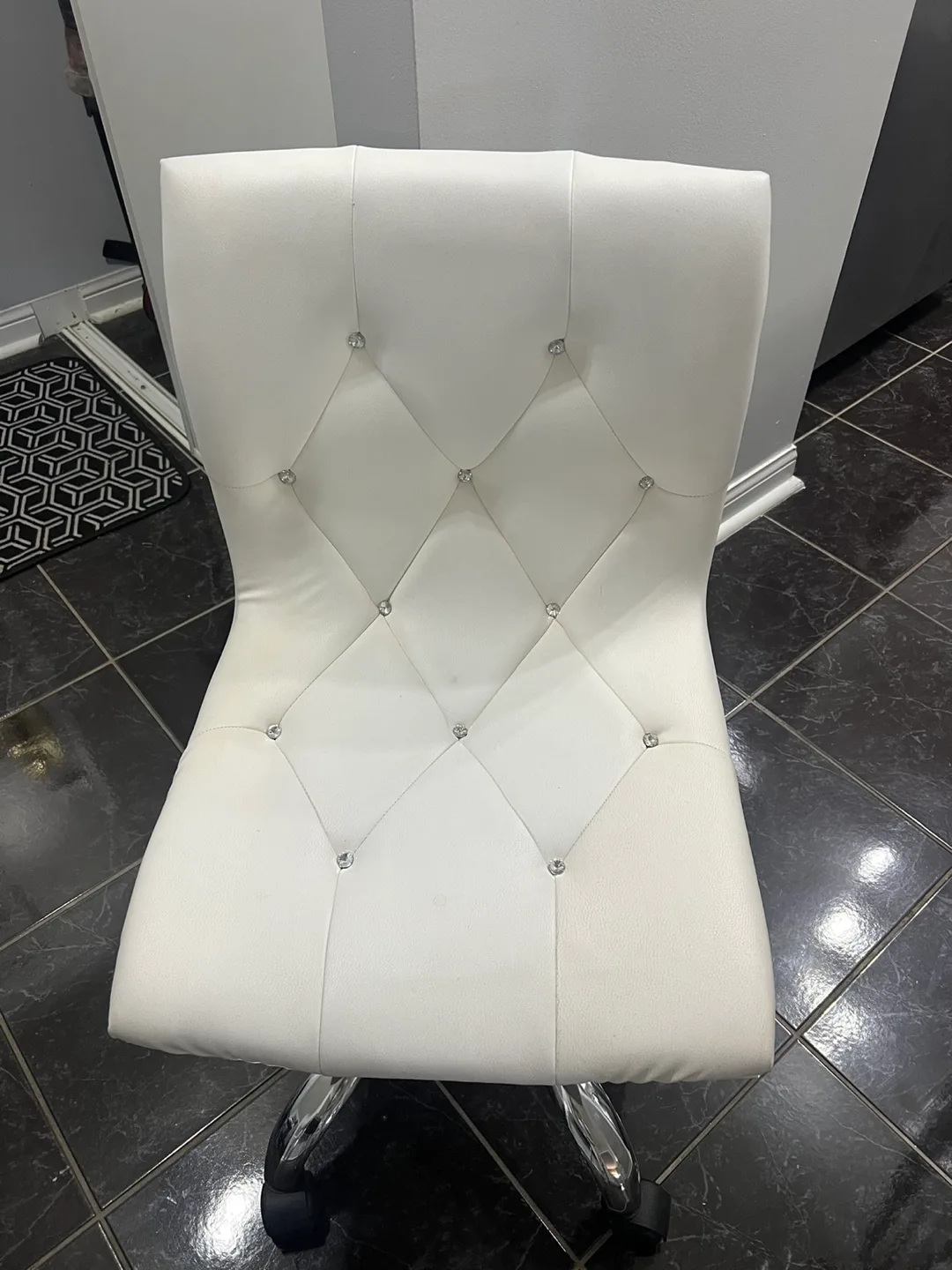 White Rhinestone Office Chair thumbnail