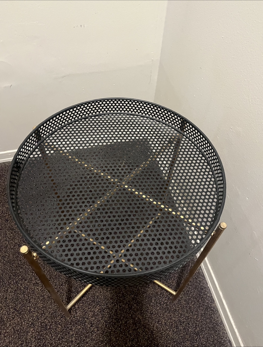 Metal side table with perforated top - photo 3
