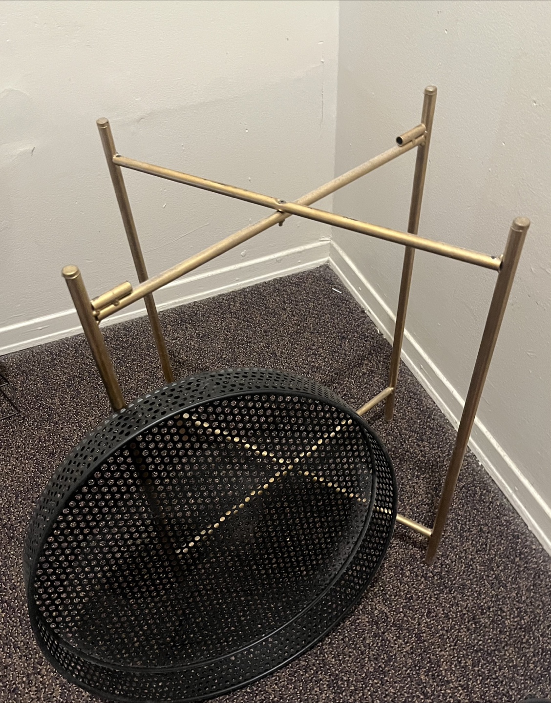 Metal side table with perforated top - photo 2