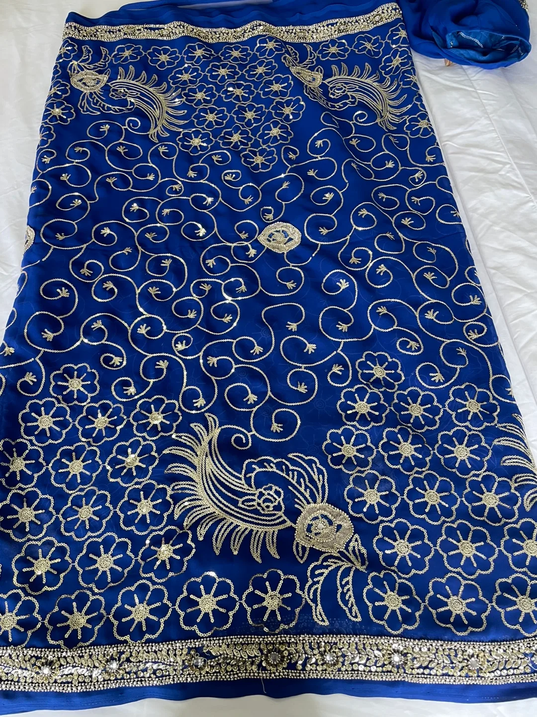Gorgeous Royal Blue Embroidered Saree thumbnail