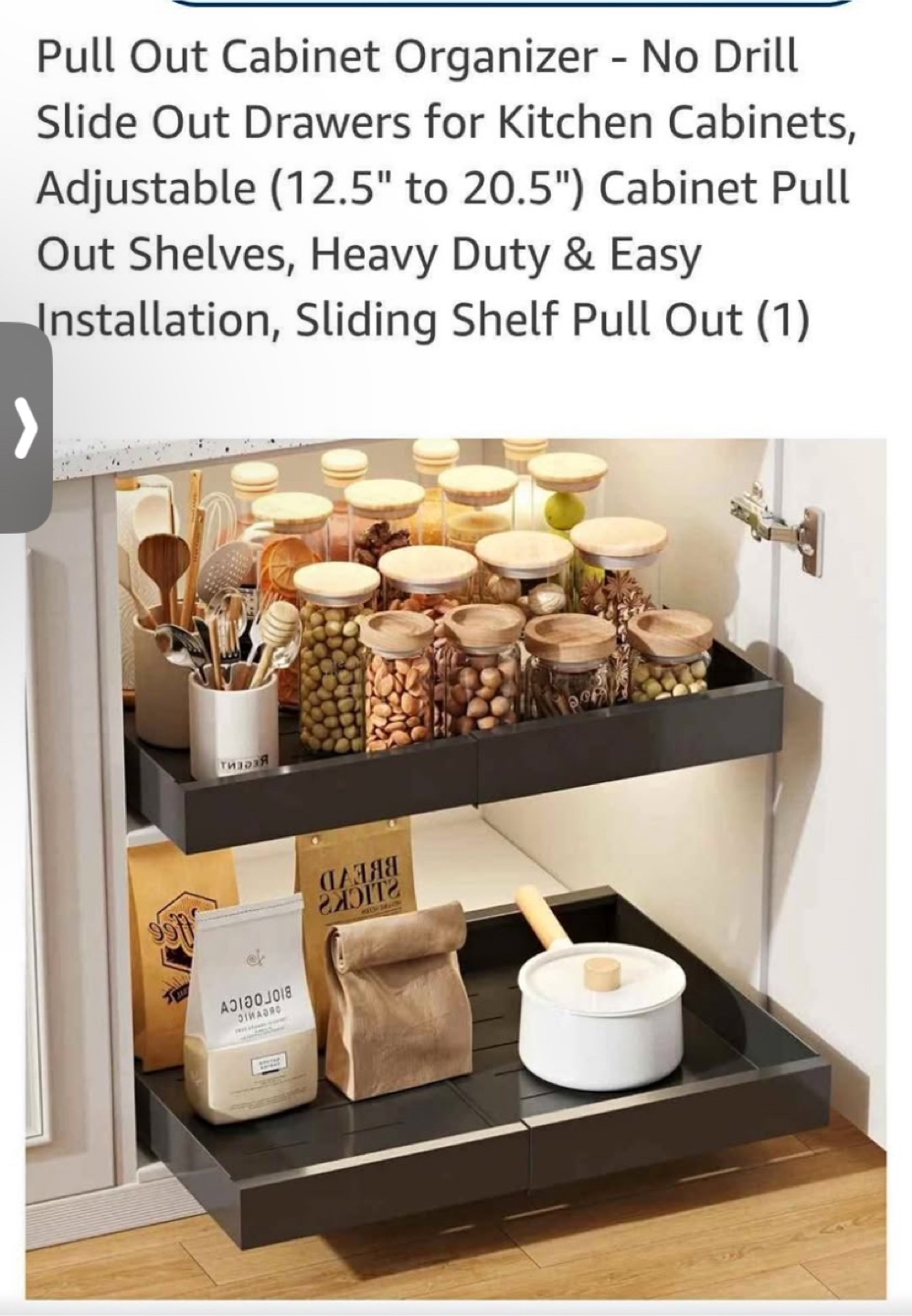 Black cabinet pull outs.