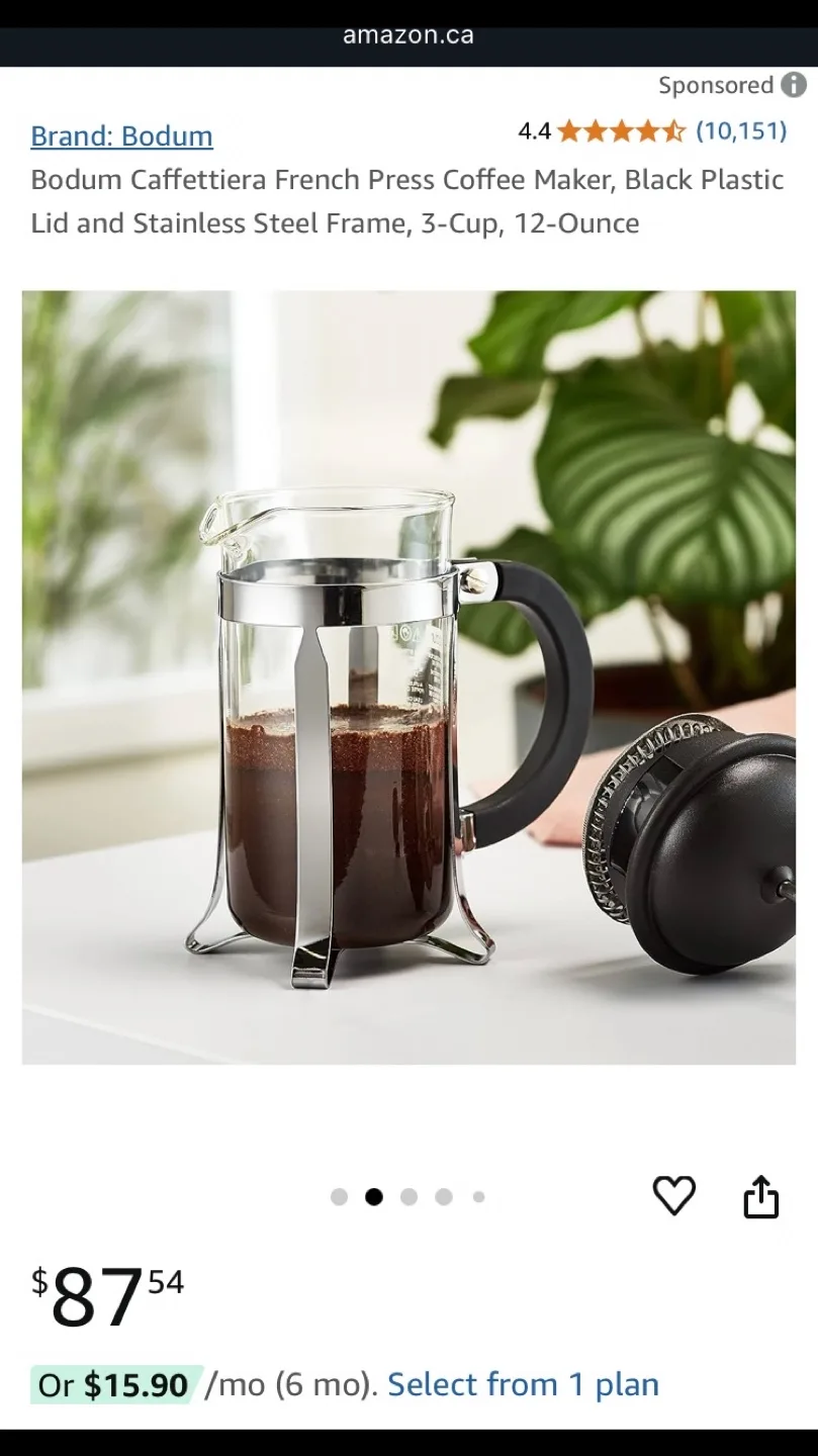 BNWT Bodum Chambord Coffee French Press Small Single Size ☕️🫖🧡 image indicator(7)