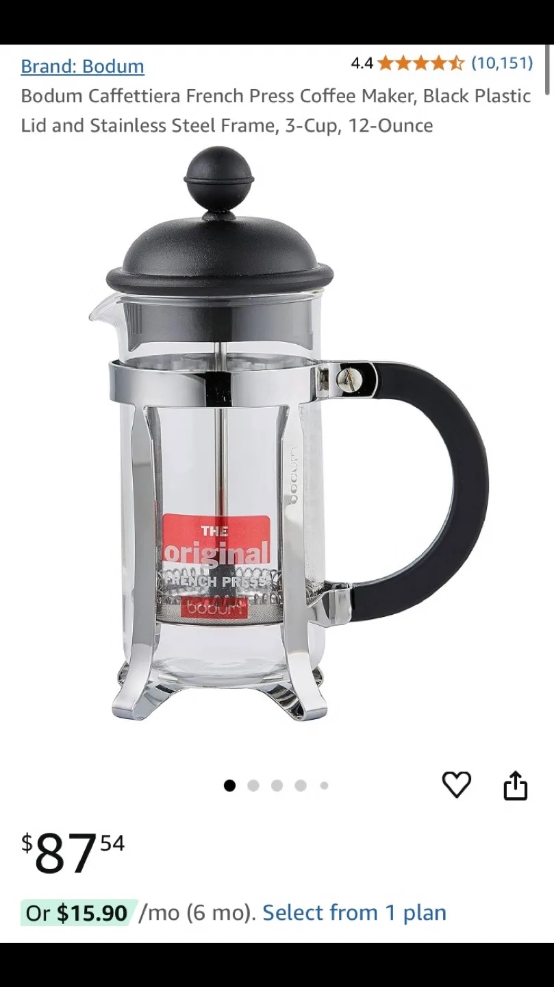 BNWT Bodum Chambord Coffee French Press Small Single Size ☕️🫖🧡 image indicator(6)