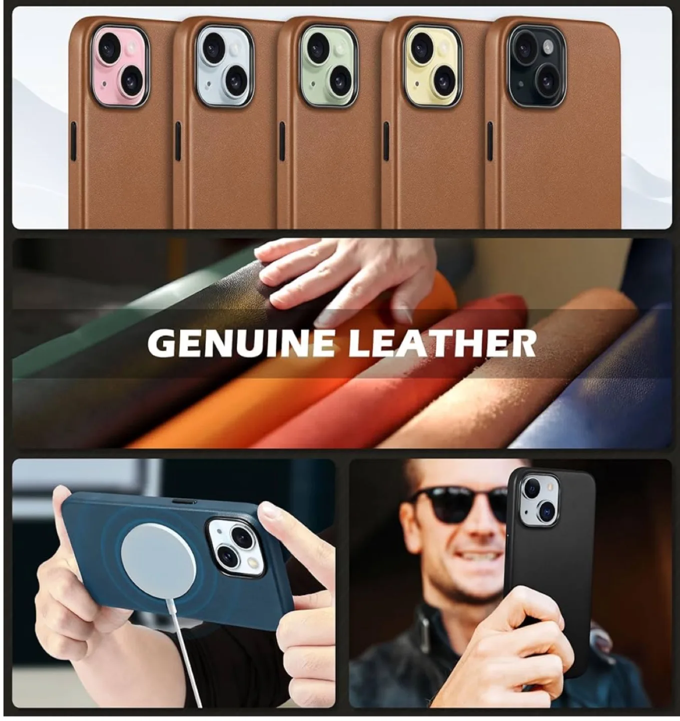 New Leather Phone Case for Apple iPhone 15 image indicator(8)