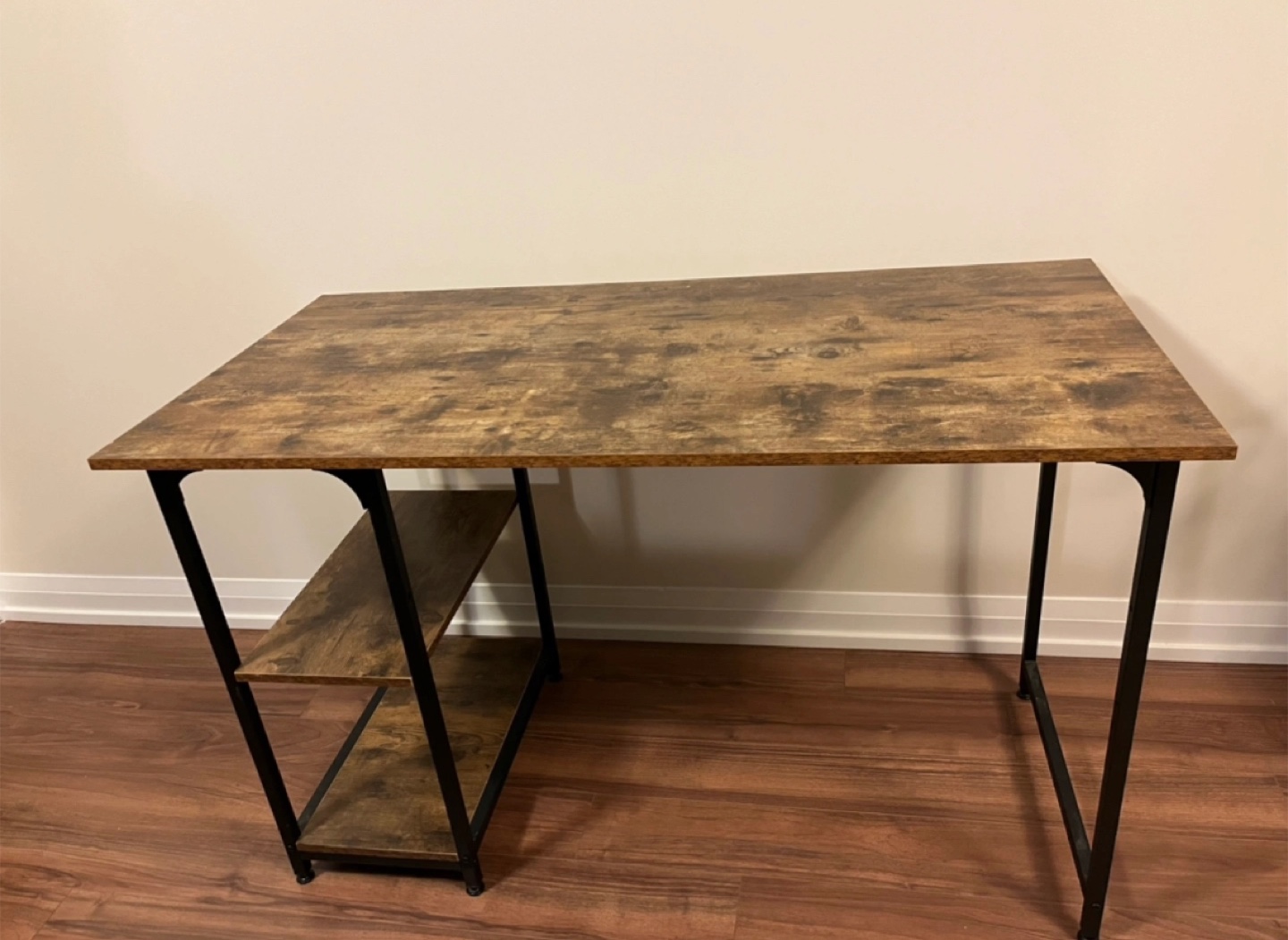 Rustic Brown Desk with Storage and metal frame - photo 3