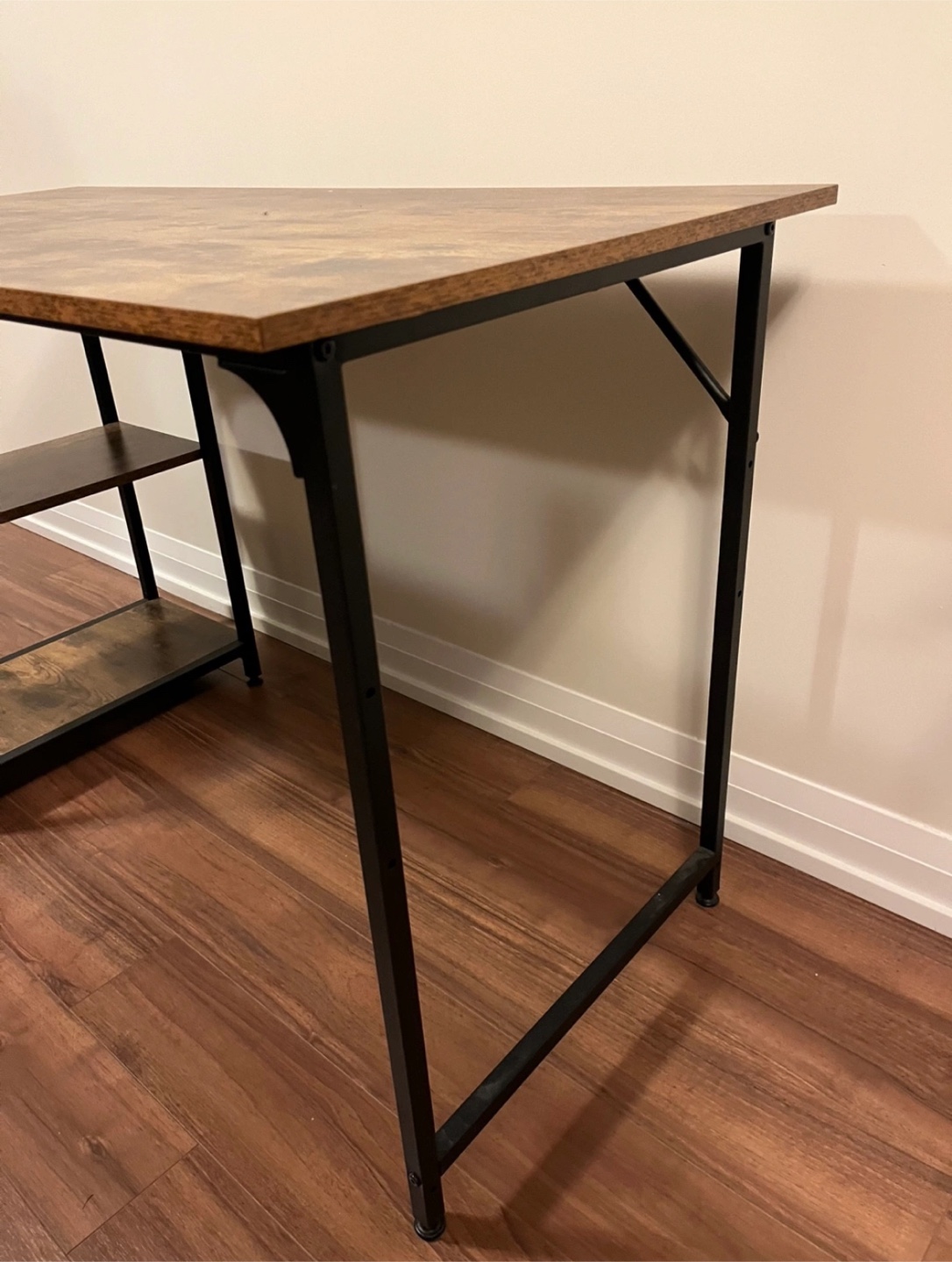 Rustic Brown Desk with Storage and metal frame - photo 2