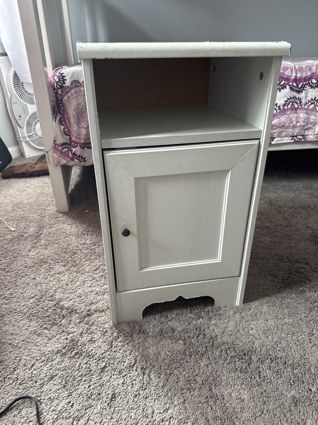 White Wooden Nightstand with Cabinet - photo 2