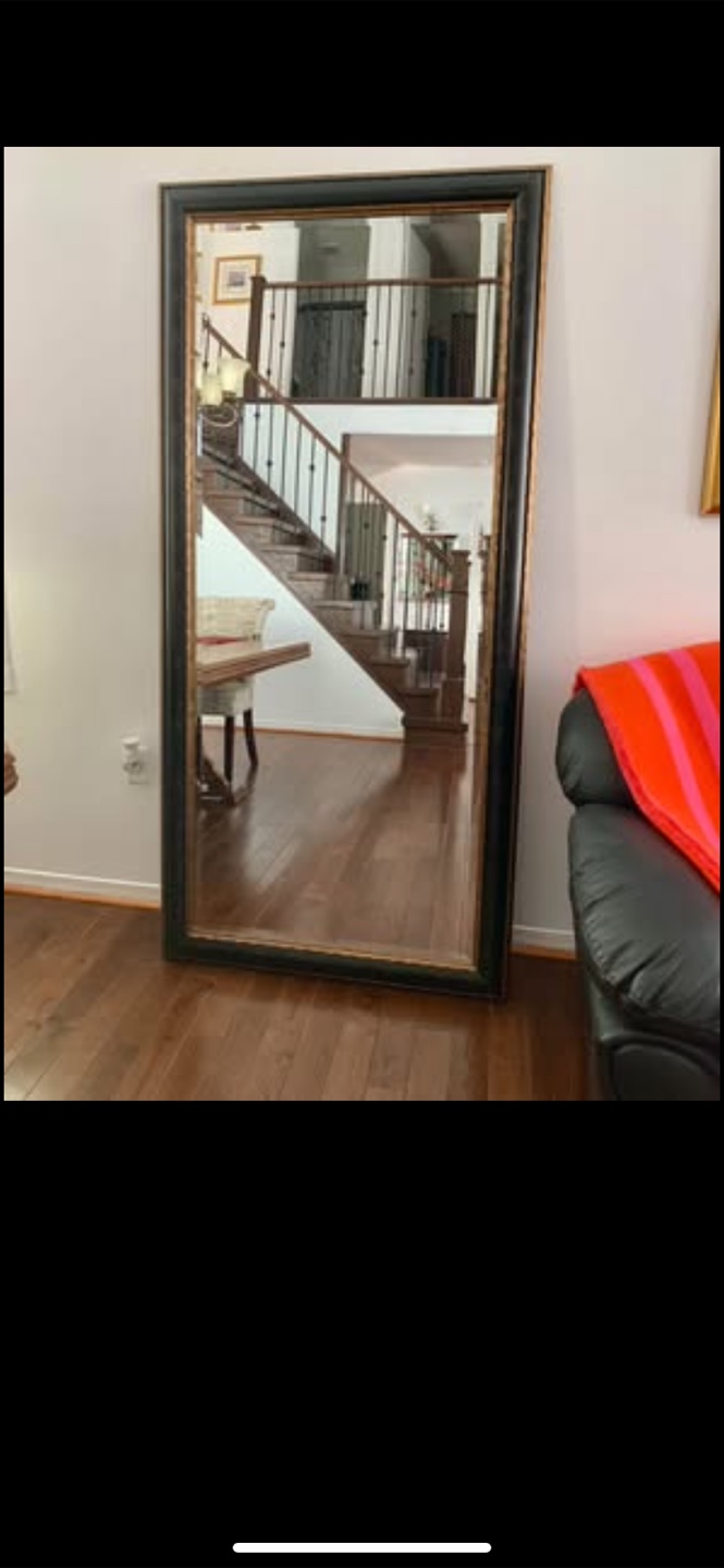 Full Length Floor Mirror with Black and Gold Frame