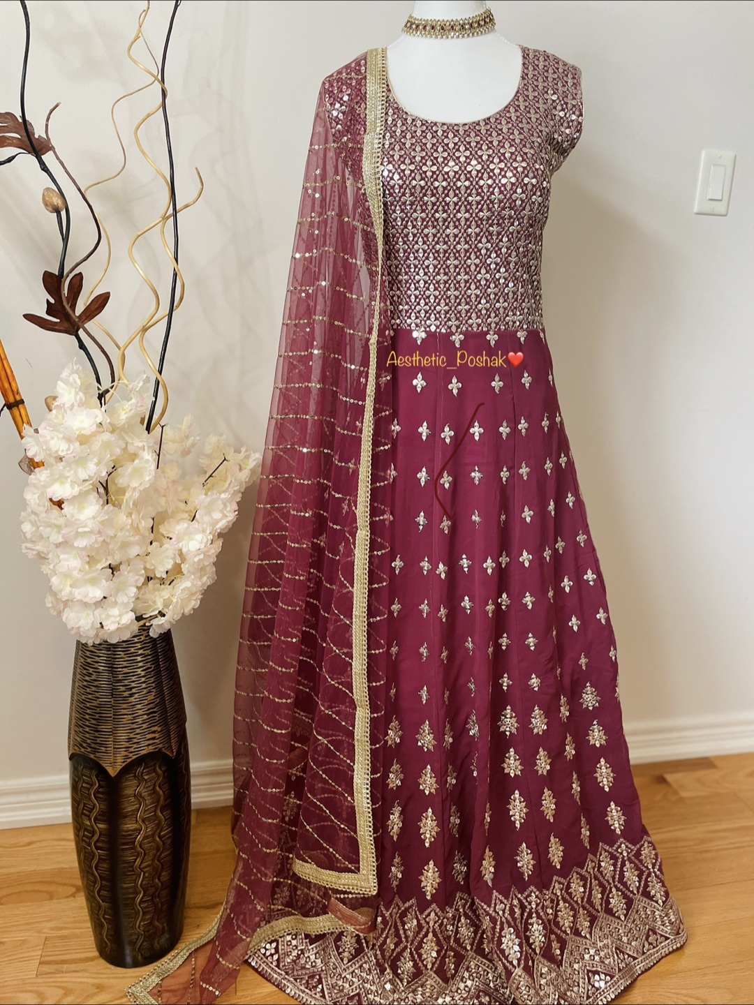 Gorgeous Embroidered full length Anarkali Suit