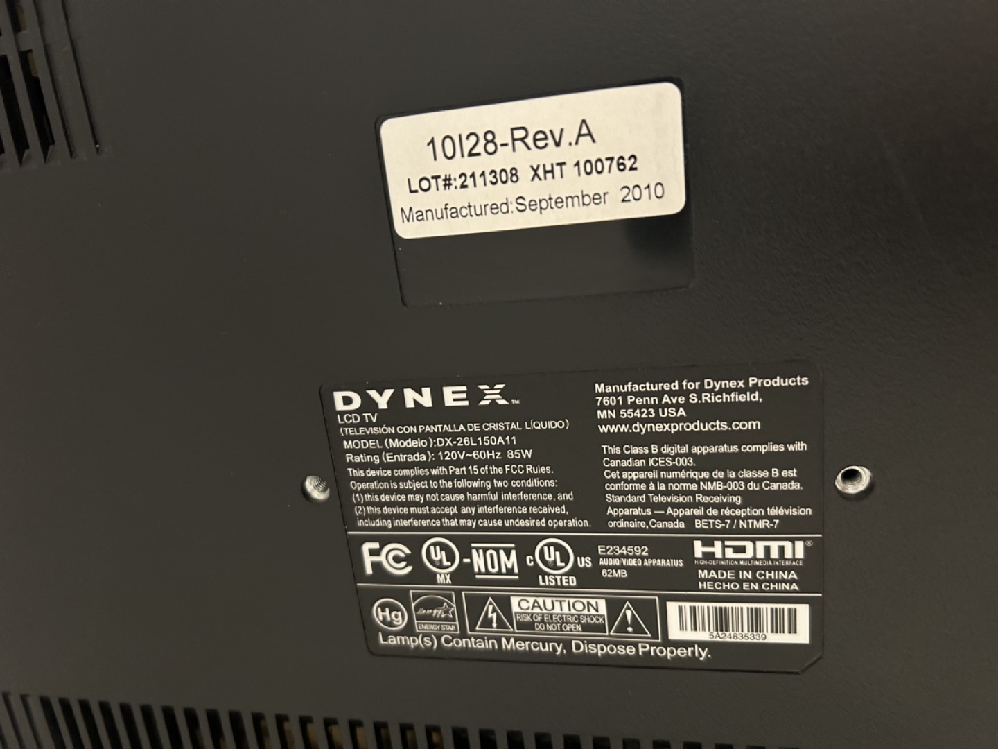 Dynex LCD TV - 26 inch - photo 5