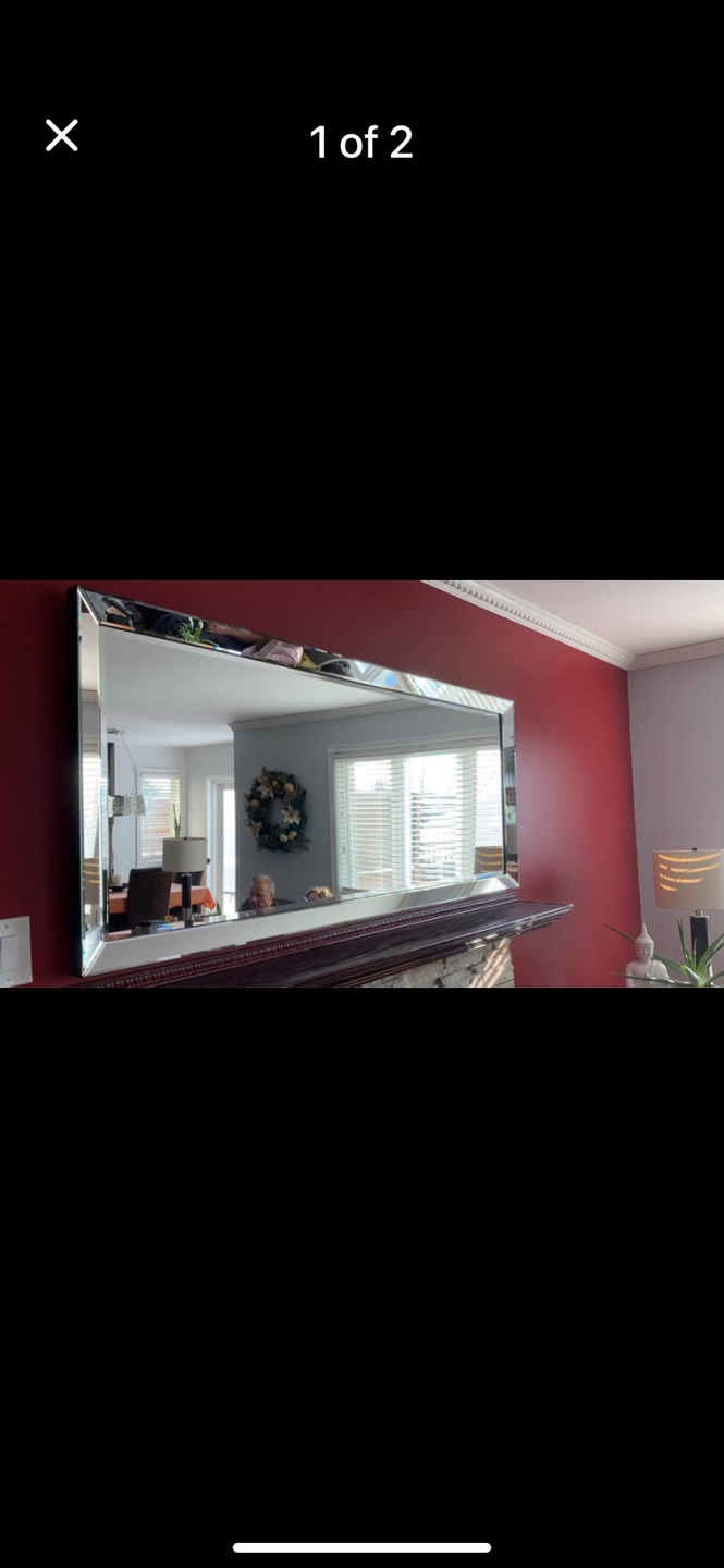 Large Rectangular Mirror with Beveled Edge