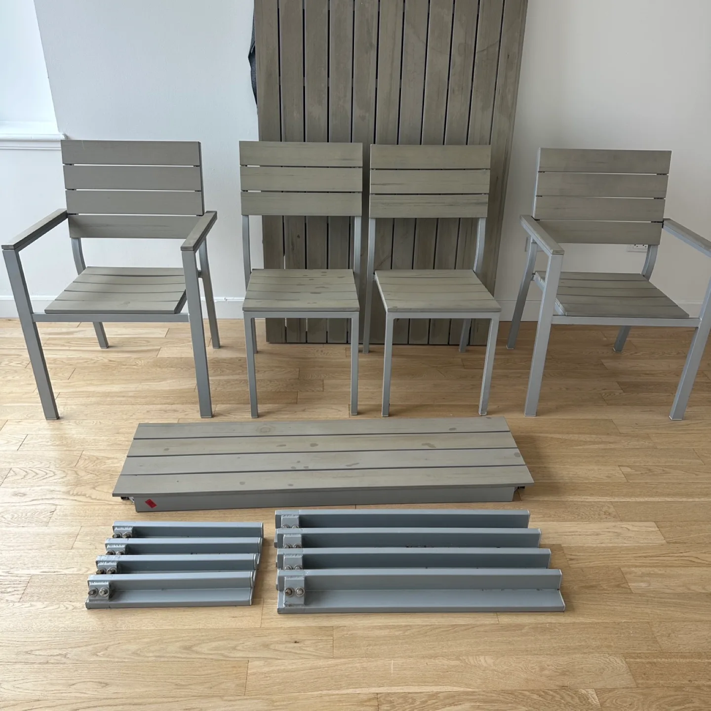 Outdoor dining set: table, 4 chairs, 1 bench  - seats 6 thumbnail