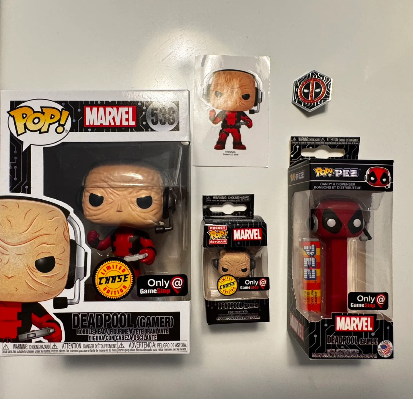Deadpool Gamer Pop! Chase, Keychain, PEZ Dispenser Bundle thumbnail