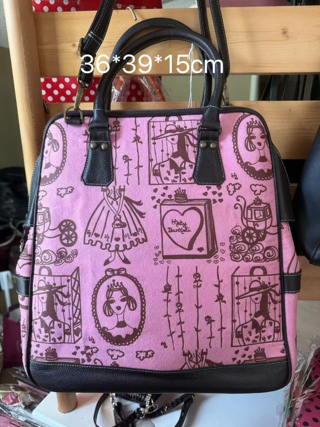 Pink and Brown Princess-Themed Handbag thumbnail