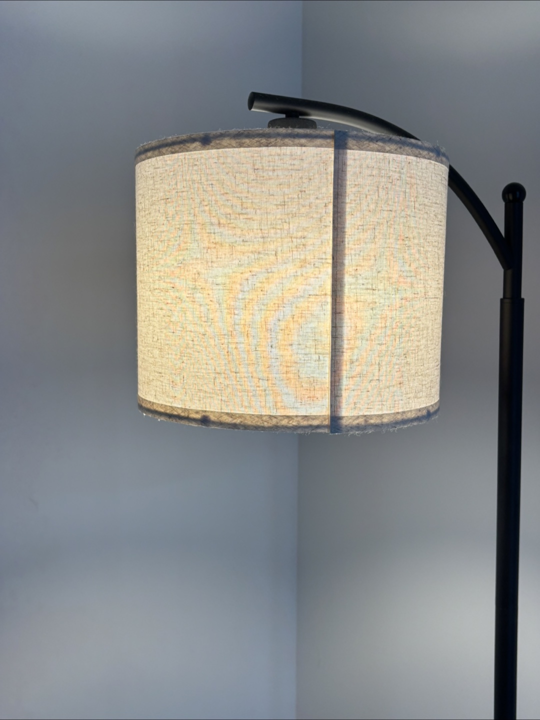 Arc Floor Lamp with Linen Shade - Excellent Condition - photo 2