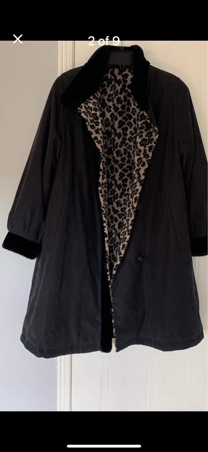 Reversible Leopard Print & Black Coat - photo 2
