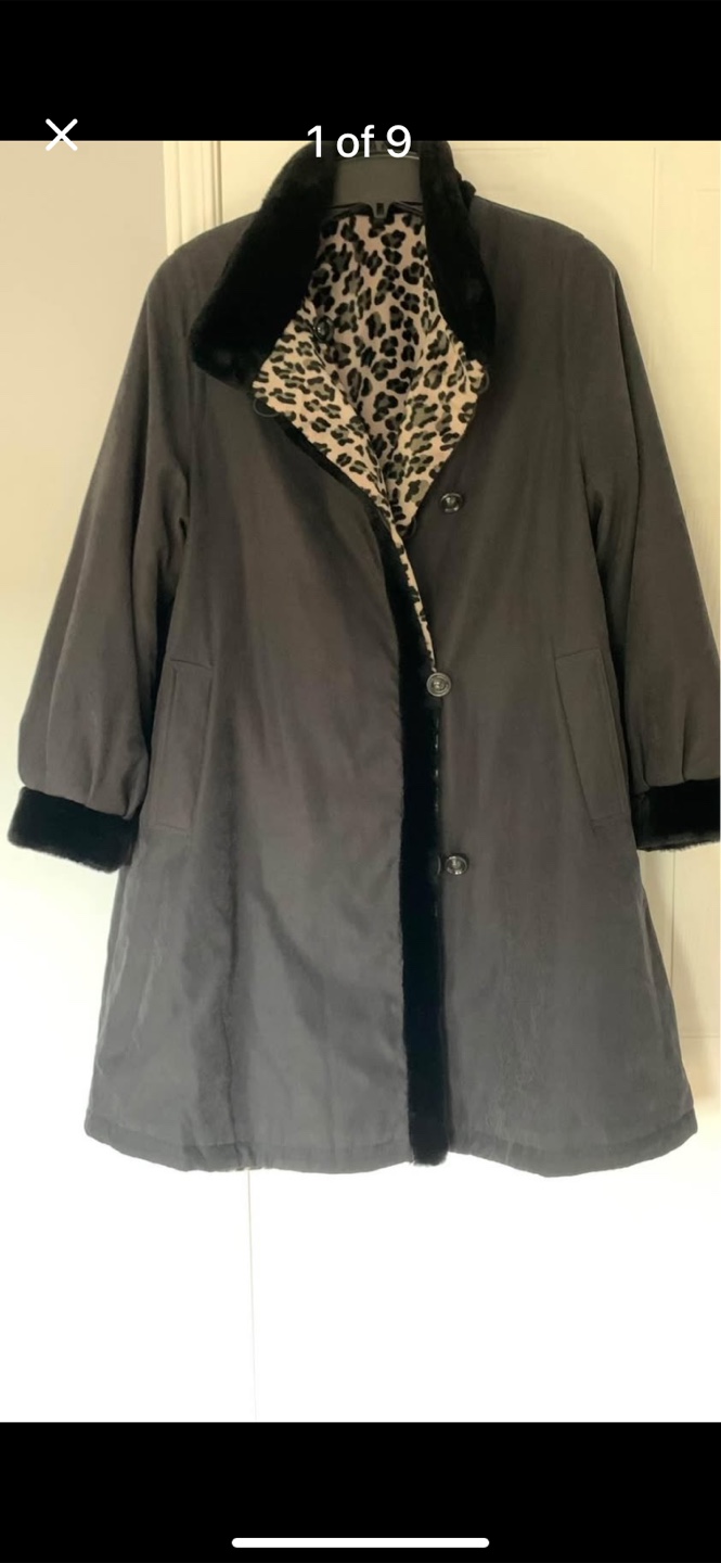 Reversible Leopard Print & Black Coat