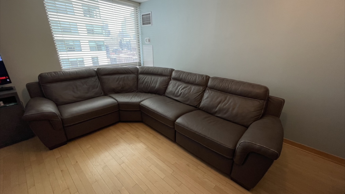 Dark Taupe Leather Sectional Reclining Sofa - photo 3